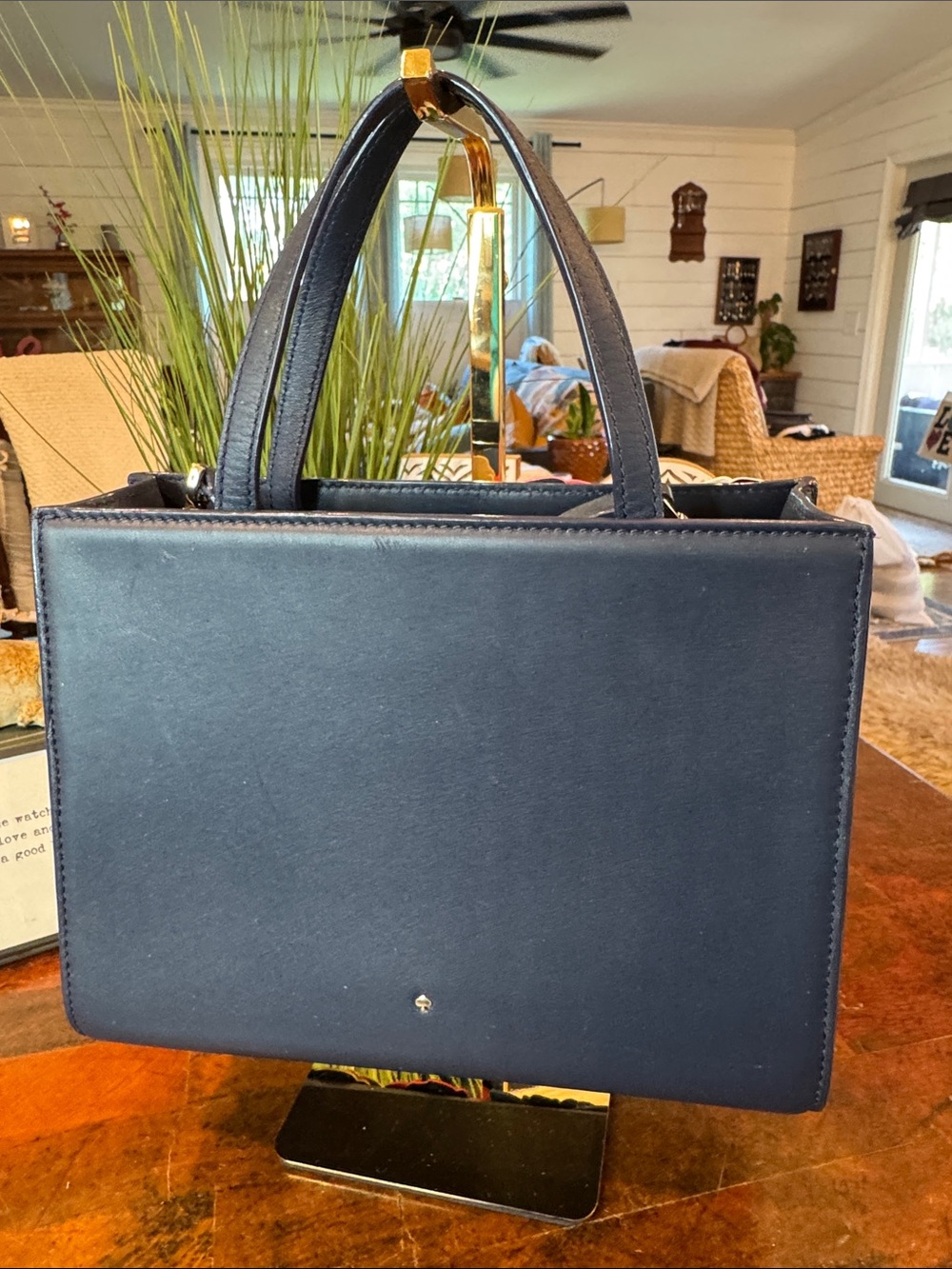 kate spade Madison Ave Collection Navy Tote w/Floral Appliqués - Picture 5 of 15
